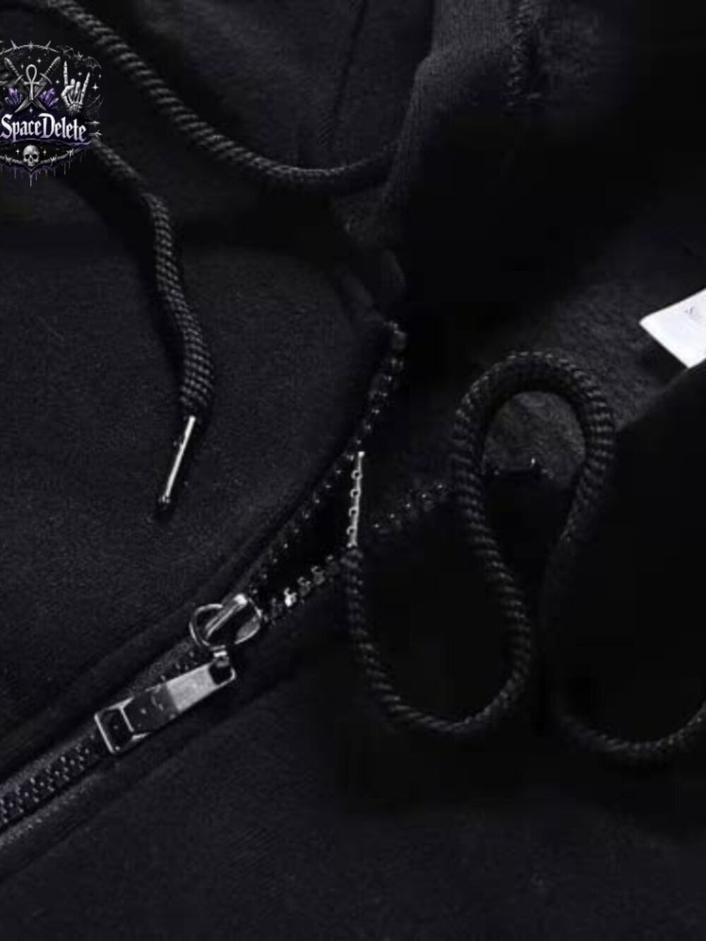 Oversized Zip Up Hoodie Skeleton Graphic Loose Fit Polyester Long Sleeve